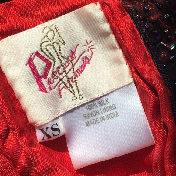 Maxi skirt hand multicolor beads red lined size XS - Picture 8 of 10